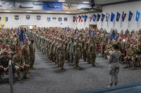 Staff Sgt. selects are recognized at a Staff Sgt. select release party at Barksdale Air Force Base, Louisiana, August 22, 2019. (U.S. Air Force photo/Jacob B. Wrightsman)
