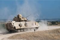 A M2A3 Bradley Fighting Vehicle crew adjusts to fire down range during Table VI, an individual qualification table, July 28, at Fort Hood, Texas. (U.S. Army/Sgt. Brandon Banzhaf)