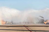 The Netherlands first F-35 Joint Strike Fighter gets an accidental foam bath. Royal Dutch Air Force photo