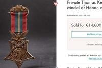 The Medal of Honor awarded to Pvt. Thomas Kelly was sold for 14,000 Euros by auction house Hermann-Historica.