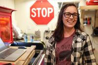 woman standing in workshop