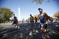 Participants in mile 16 of the 34th Marine Corps Marathon Oct. 25, 2009.