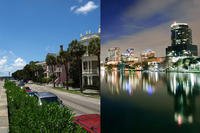Views of Charleston, S.C., left, and Orland, Florida. (Wikimedia Commons)