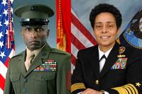 Retired Sergeant Major of the Marine Corps John Estrada and retired Navy Adm. Michelle Howard.