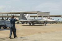 Virginia Air National Guard airmen prepare to launch F-22 Raptor.