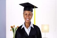 Elder college student in graduation outfit