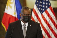 U.S. Defense Secretary Lloyd Austin holds a press conference.