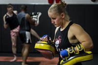 An Army Reservist takes part in a Muay Thai class.