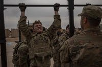 Soldiers go through monthly physical training.
