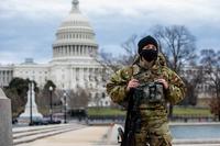 A military police officer secures an area near the U.S. Capitol