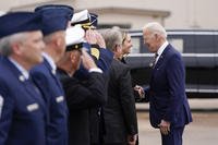 President Joe Biden speaks with Mayor Mattie Parker of Fort Worth, Texas