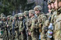 U.S. Army paratroopers at a sniper range in Nowa Deba, Poland