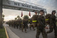 Recruits push through the final steps of the Crucible on Parris Island, S.C. (Photo by Cpl. Vanessa Austin)