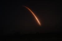 An Air Force Global Strike Command unarmed Minuteman III intercontinental ballistic missile launches during an operational test at 12:49 a.m. PDT on Tuesday, Aug. 16, 2022, at Vandenberg Space Force Base, California.