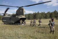 Cadets practice infiltration from an Army CH-47 Chinook.