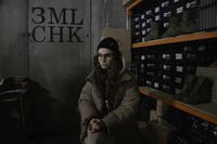 Co-founder Kseniia Drahaniuk of the nonprofit group Zemliachky pauses during an interview