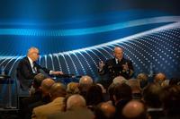 Chief of Naval Operations Adm. Mike Gilday speaks at a panel.