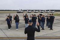 Oath of enlistment at the Shaw Air and Space Expo at Shaw Air Force Base.