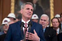 House Speaker Kevin McCarthy, R-Calif., talks to reporters at the Capitol in Washington