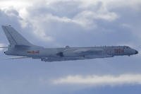 Chinese People's Liberation Army H-6 bomber is seen flying near the Taiwan