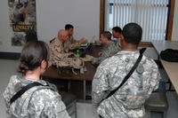 GSA sailors wait in line to speak with Master Chief Navy Career Counselor Steve Cullen.