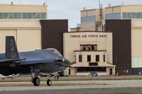 An F-35 Lightning II aircraft taxis at Tinker AFB