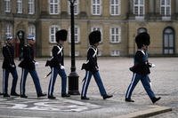 Changing of the guard at The Amalienborg Palace, home of the Danish Royal family