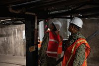 Joint Task Force-Red Hill (JTF-RH) quality assurance personnel observe maintenance being completed at the Red Hill Bulk Fuel Storage Facility (RHBFSF) in Halawa, Hawaii.