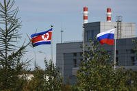 North Korean and Russian flags are seen at the Vostochny cosmodrome outside the city of Tsiolkovsky, about 200 kilometers (125 miles) from the city of Blagoveshchensk in the far eastern Amur region, Russia, on Sept. 13, 2023.(Vladimir Smirnov, Sputnik, Kremlin Pool Photo via AP, File) North Korean and Russian flags are seen at the Vostochny cosmodrome outside the city of Tsiolkovsky