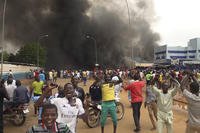 supporters of Niger's ruling junta demonstrate in Niamey, Niger