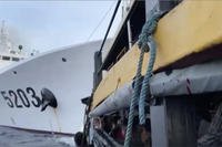 Filipino sailors look after a Chinese coast guard ship bumps their supply boat.