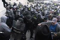 U.S. Capitol Police push back rioters trying to enter the U.S. Capitol in Washington in 2021.