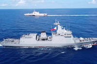 Philippines BRP Jose Rizal (FF150), right, and USS Gabrielle Giffords (LCS 10)