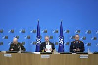 Media conference at NATO headquarters in Brussels