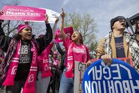 Abortion rights demonstrators rally outside the Supreme Court