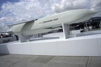 The Storm Shadow cruise missile is on display during the Paris Air Show in Le Bourget