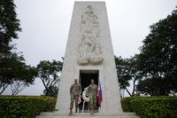 U.S. Maj. Gen. Marcus Evans, right, commanding general of the U.S. Army's 25th Infantry Division and Sgt. Major Shaun Curry