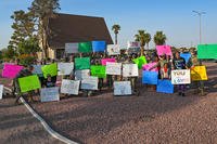 U.S. Airmen during a Suicide Prevention Awareness Month base wave-in