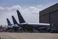 KC-46 refueling tankers sit outside Boeing's Everett Modification Center