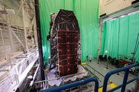 Viasat-3 satellite prepares for shipment to its Florida launch site.