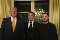 French President Emmanuel Macron with President-elect Trump and Ukraine's President Zelenskyy