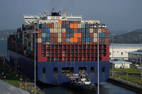 Cargo ship goes through the Panama Canal's Cocoli locks