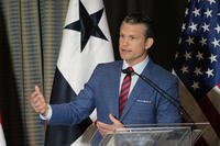 U.S. Defense Secretary Pete Hegseth speaks during a press conference in Panama City