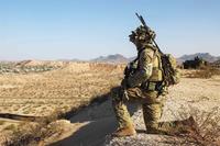 A soldier provides surveillance on the News Mexico border
