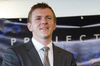 James O'Keefe waits to be introduced during a news conference