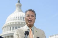Rep. Mark Takano, D-Calif., speaks during a news conference