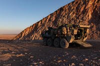 A U.S. Army Stryker oversees the southern border