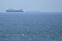 Ships move through the Taiwan Strait as seen from the 68-nautical-mile scenic spot