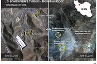 The image above is a frame grab of a before and after interactive slider that compares Iran's Fordo nuclear facility before and after the U.S. bombed the site.