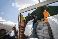 A Fogbow aid plane is loaded at an airport in Juba, South Sudan